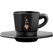 Bialetti - 4'lü Espresso Fincan Seti - Sekizgen Tasarım - Siyah Renk - Porselen