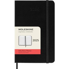 Moleskine Günlük Planlayıcı, 12 Aylık Günlük Planlayıcı 2025, Sabit Kapak ve Elastik Kilit, Renk Siy