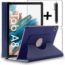 Hepta Collection A8 10.5 SM-X200 Kılıf Dönebilen 360 Tablet Kılıfı + Ekran Koruyucu Cam +Kalem Set, Lacivert, Tek Eba