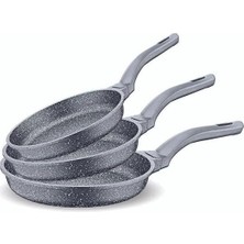 Zemira Fms D3000 Döküm Granit 3 Parça Tava Seti Gri (20-24-28 Cm)