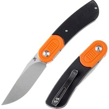 Hepta Collection Kansept Reverie | Turuncu ve Siyah G10 Sap | Taş Yıkama 154CM Çelik Çakı | T2025B8