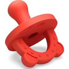 Hepta Collection Lujo Bear Safe& Silikon Emzik ve Diş Kaşıyıcı Stage 1 (0-6 Ay) Red