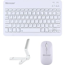 Hepta Collection S10 Lite ile Uyumlu Türkçe Bluetooth Klavye+Mouse+Tablet Standı Beyaz AL5166
