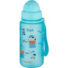 Uzspace Figürlü 400 ml Pipetli Çocuk Su Matarası Turkuaz