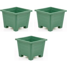 Hepta Collection Kare Plastik Balkon ve Iç Mekan Saksıları, 0,6 L, 3 Adet, Yeşil