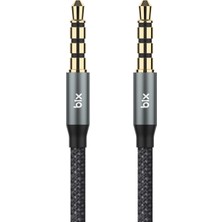 Hepta Collection BXAU3C Hi-Fi 3.5mm Örgülü Aux Ses Kablosu 24K Altın Kaplama, Araç Ses Sistemi, Tv, Hoparlör, Kulaklı