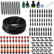Hepta Collection 50FT Damla Sulama Sistemi Kiti - 1/4 "damla Sulama Boru Parçaları ile Bahçe Sulama Sistemi - Dış Mek
