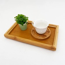 Deconox Bambu Dikdörgen Servis Tepsisi Küçük Boy Tepsi 25CM*15CM*2.6CM