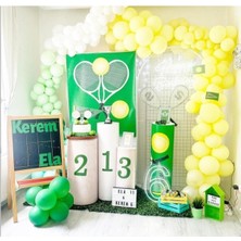 Mfm Tenis Temalı Zincir Balon Doğum Günü Seti Makaron Soft