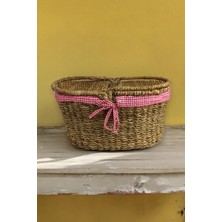Hepta Collection Hasır Rattan Örme Sepeti Oval Ekoseli 18767
