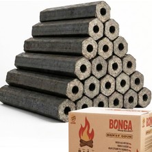 Hepta Collection Bonga Briket Odun - Dumansız ve Kokusuz Yüksek Alevli Şömine Odunu - 20 Adet (20 Kg)