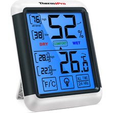 Hepta Collection TP55 Dijital Iç Mekan Higrometre Termometresi Sıcaklık ve Nem Monitörü Oda Nem Ölçer, Büyük Dokunmat
