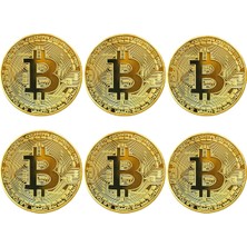 Hepta Collection Bitcoin Madeni , Btc Altın Rengi Hediye Sikke Para, Kutulu Parası (6 Adet)