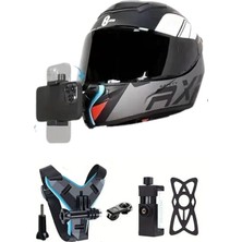 Hepta Collection Motosiklet Kask Telefon Tutucu, Aksiyon Kamerası Takılabilen Aparat Seti