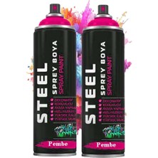 Hepta Collection Pembe Sprey 200 ml 2 Adet Hızlı Kuruyan Profesyonel Plastik Demir Metal Cam Porselen Duvar Renkli