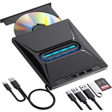 Hepta Collection USB 3.0 Harici External CD DVD Okuyucu Yazıcı LED USB Hub Tf Sd Kart Okuyucu Çoğaltıcı