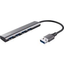 Trust Halyx 4 Port USB Hub 3.2 - Tak Çalıştır, Küçük, Şık ve Güçlü, Kablo Uzunluğu: 10 Cm, Toplam Ağ
