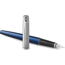 Parker Jotter Mavi Krom Tasarımlı Dolma Kalem, Orta Kalınlıkta Uç, Mavi Mürekkep