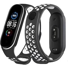 Sh Newface Xiaomi Mi Band 4 Spor Delikli Kordon - Siyah-Beyaz Najmaddin