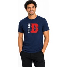 Etifa Tekstil Etifa Plan B Premium Unisex Tişört %100 Pamuk Modern Lacivert Tişört