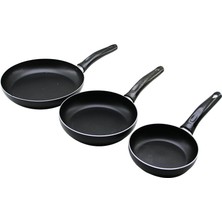 Tavacı Asmin Tava Seti 16-20-24CM 3 Adet Teflon Siyah Bakalit Saplı