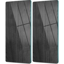 Decovetro Cam Kahve Sofra Sunum Tablası 2'li Set Siyah Desenli