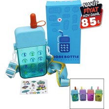 Phone Bottle CLKN-2035 Renkli Mika Kristal Suluk Matara Pipetli ve Vidalı Kapak ve Askılı 300ML*60