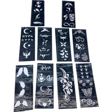 KRT Ibico KZY-1575 Tüp Kına Desen Çıkartma Şablonu 8X20CM 10 Adet Mix Desen