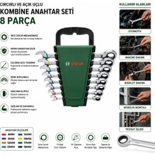 Bosch-1 600 A02 7ps Anahtar Takımı Set 8-19MM 8 Adet 530 Kombine Plastik Stand Taşıma Aparatlı