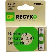 Gp Recyko 1300MAH Aa Şarjlı Kalem Pil 132E035 2'li Kart