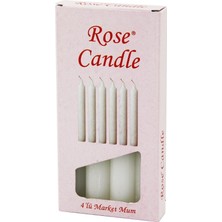 Gül Mum Rose CANDLE-201 Market Mum Çap 2cm Uzunluk 15CM 4 Adet Kalın Beyaz Klasik