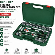 Bosch-1 600 A02 Z9G Set 1/2" 1/4" 56 Adet 6gen Anahtar 531 Lokma Mafsal Lokma Uç Buji Lokma