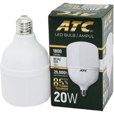 Atc-Lw- Torch LED Bulb Ampul 20W IP40 6500K 1800 Lümen Işık Açısı 240° 25.000 Saat Ömür E27 Beyaz