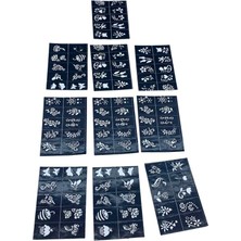 KRT Ibico Tüp Kına Desen Çıkartma Şablonu 10X14CM 12 Adet Çiçekli