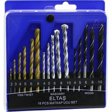 Eltaş LRD-136 LRD-102 Matkap Ucu Seti 16 Adet Ahşap Metal Beton