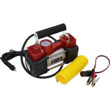 Yage YG-842 Hava Kompresörü DC/12V 15AMP 150PSI Araç Fenerli Çift Silindir Bar Göstergeli Oto