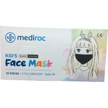 Mediroc Medikal Cerrahi Maske Lastikli 10 Adet Çocuk Siyah