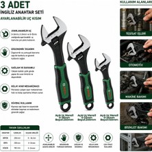 Bosch-1 600 A03 9hr Ingiliz Anahtar ve Kurbağacık Seti 150-200-250MM 3 Adet 6"-8"-10" 527