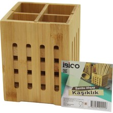 İbico Ibico İ22-245 Kaşıklık Organizer Kare 11X11CM 4 Bölmeli Büyük Pencereli Ahşap Bambu