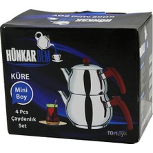 Hünkardem Çaydanlık Seti Alt Suluk: 1.35LT Üst Demlik: 0.75LT Mini Küre Çelik Kendinden Süzgeçli
