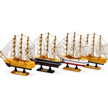İbico Ibico İ12-239 Masaüstü Dekoratif Yelkenli Gemi Süs Eşyası Uzunluk : 20CM Genişlik : 21CM Küçük Ahşap