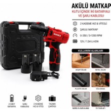 Rodex RDX-3322 Matkap Çift Batarya 12V / 1.5A Lı-Ion 2 Kademe Hız 0-350 / 0-1350 Rpm Şarjlı Vitesli