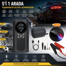 Yage KA-841 Akü Takviyeli Kompresörlü Hava Pompası 12V 4ın1 Fener Powerbank Dijital Ekran