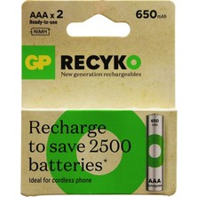 Gp Recyko 650MAH Aaa Şarjlı Ince Pil 63E041 2'li Kart