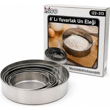 İbico Ibico İ22-313 Raund Strainer Un Elek Seti 15-17.5-19-20.5-23.5-26.5cm 6 Adet Metal