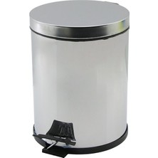 Qs Plastik QS-453 Beray BRY-0344 No-5 Çöp Kovası Y: 27.3cm Çap: 20.5cm 5lt Pedallı Krom Metal