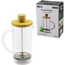 İbico Ibico İ22-347 French Press Bitki Süzgeçi 350ML Bambu Kapak Cam