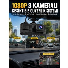 AyrStore Buğz 3 Kameralı Araç Içi Dvr Kayıt Cihazı  Ön Iç Arka Kamera Full Hd