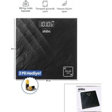Sinbo SBS-4450 Banyo Baskül Terazi Tartı 26X26CM 180KG/50GR Pilli Dijital Siyah Cam LCD Ekran