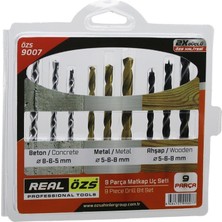 Real ÖZS-9007 Matkap Ucu Seti 5-6-8mm 9 Adet Beton Metal Ahşap